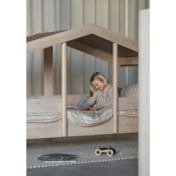 Toit pour lit cabane enfant 90 x 200 cm en tissu cottage chocolat