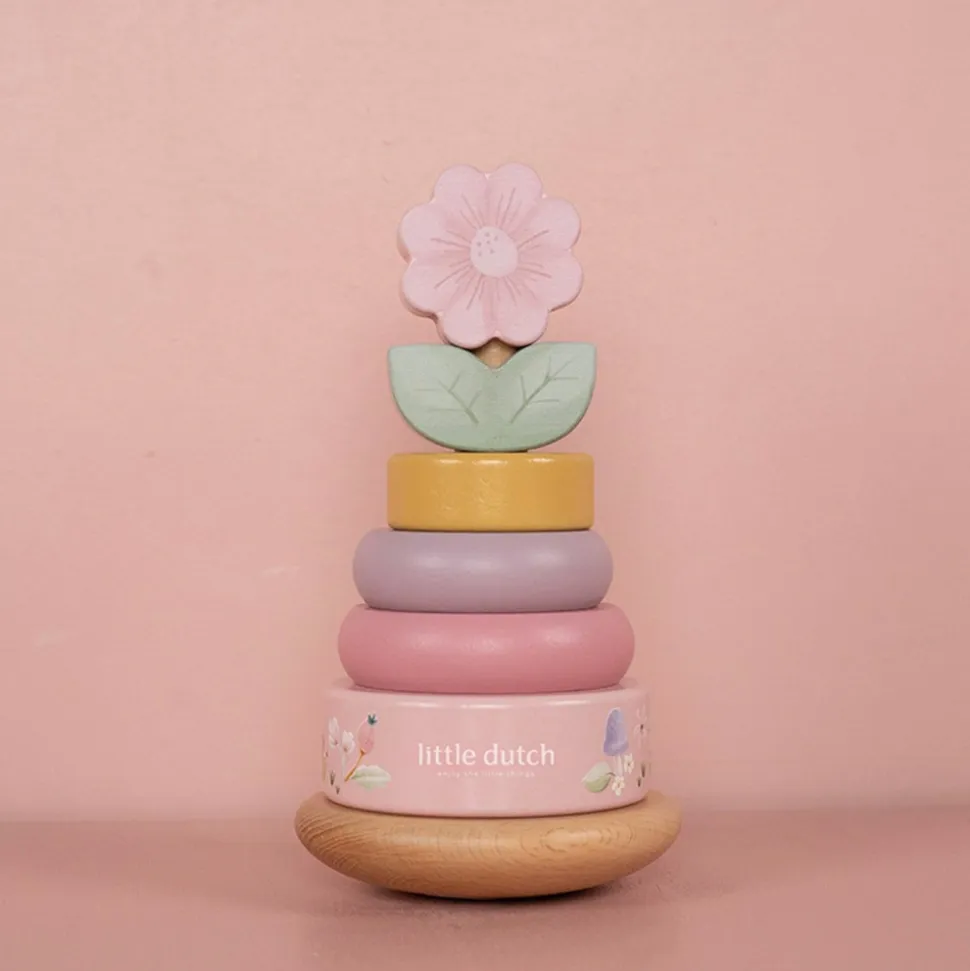 Tour d'anneaux à empiler en bois fsc - fairy garden
