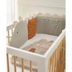 Tour de lit en mousseline de coton dinosaures