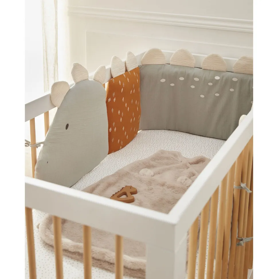 Tour de lit en mousseline de coton dinosaures