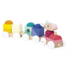 Train en bois à tirer mouton zigolos