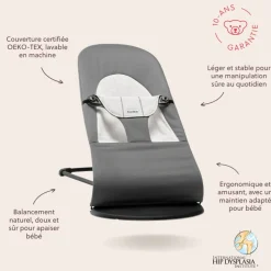 Transat bébé balance soft coton et jersey gris foncé et gris