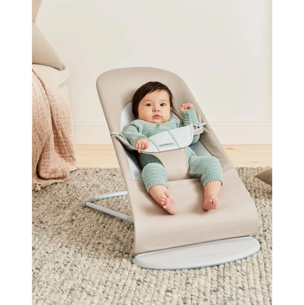 Transat bébé balance soft coton et jersey beige et gris cadre gris clair