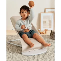 Transat bébé balance soft coton et jersey beige et gris cadre gris clair