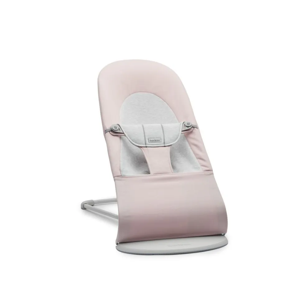 Transat bébé balance soft tissé et jersey rose clair et gris