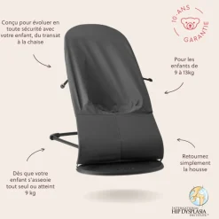 Transat bébé balance soft tissé jersey tri fabric gris foncé