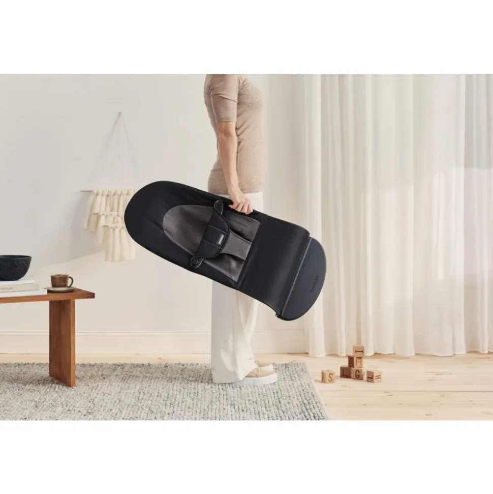 Transat bébé balance soft tissé noir et gris foncé