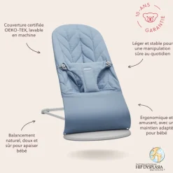 Transat bébé bliss coton matelassé pétale bleu
