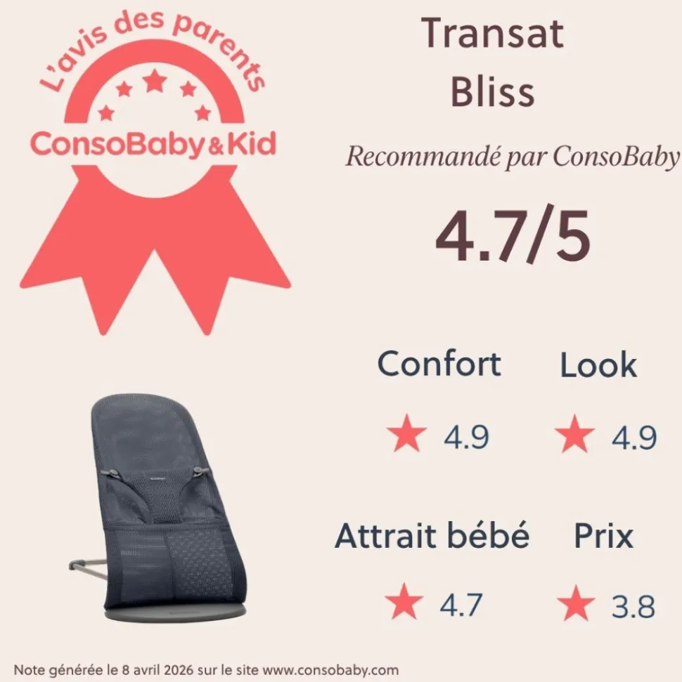 Transat bébé bliss mesh anthracite