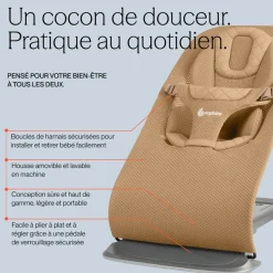 Transat bébé evolve en tissu mesh light grey
