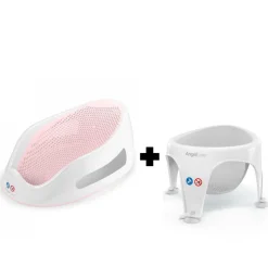 Transat de bain rose et anneau de bain gris