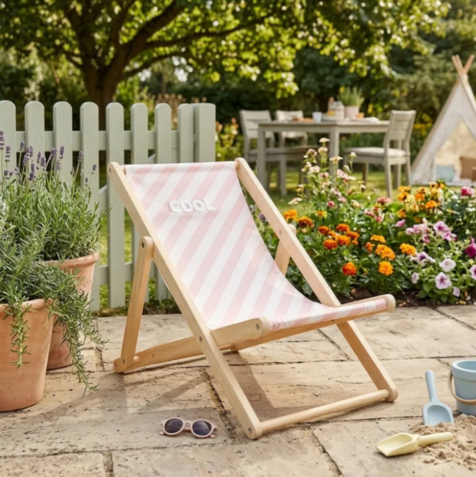 Transat de plage rose