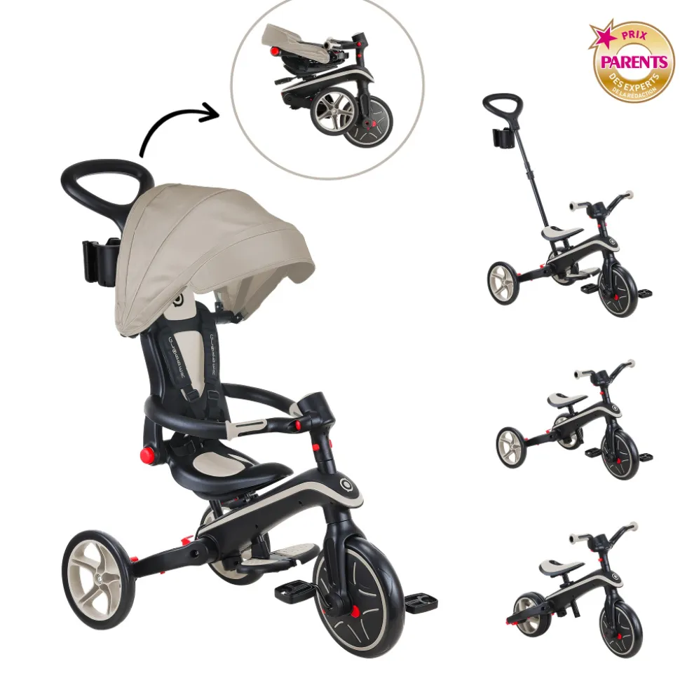 Tricycle explorer 4 en 1 évolutif et pliable taupe