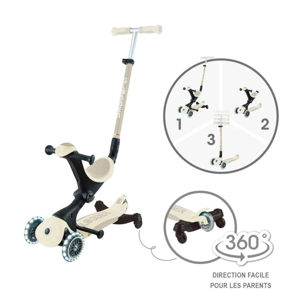 Trottinette évolutive go up deluxe lights eco 360 sable