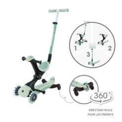 Trottinette évolutive go up deluxe lights eco 360 pistache