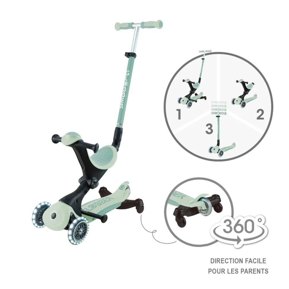 Trottinette évolutive go up deluxe lights eco 360 pistache
