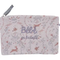 Trousse bébé en coton brodée "bébé en balade" jardin enchanté