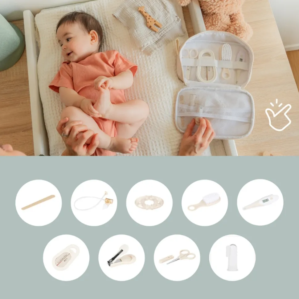 Trousse de soin bébé 9 accessoires sable