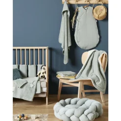 Trousse de toilette en bambou imperméable rayé vert de gris