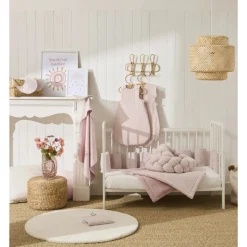 Trousse de toilette gaze de coton rayé vieux rose