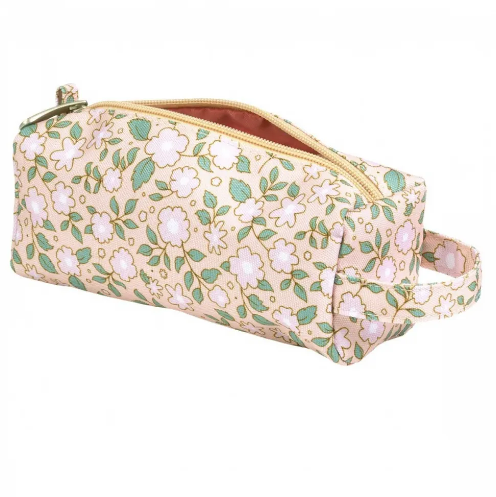 Trousse scolaire fleurs rose