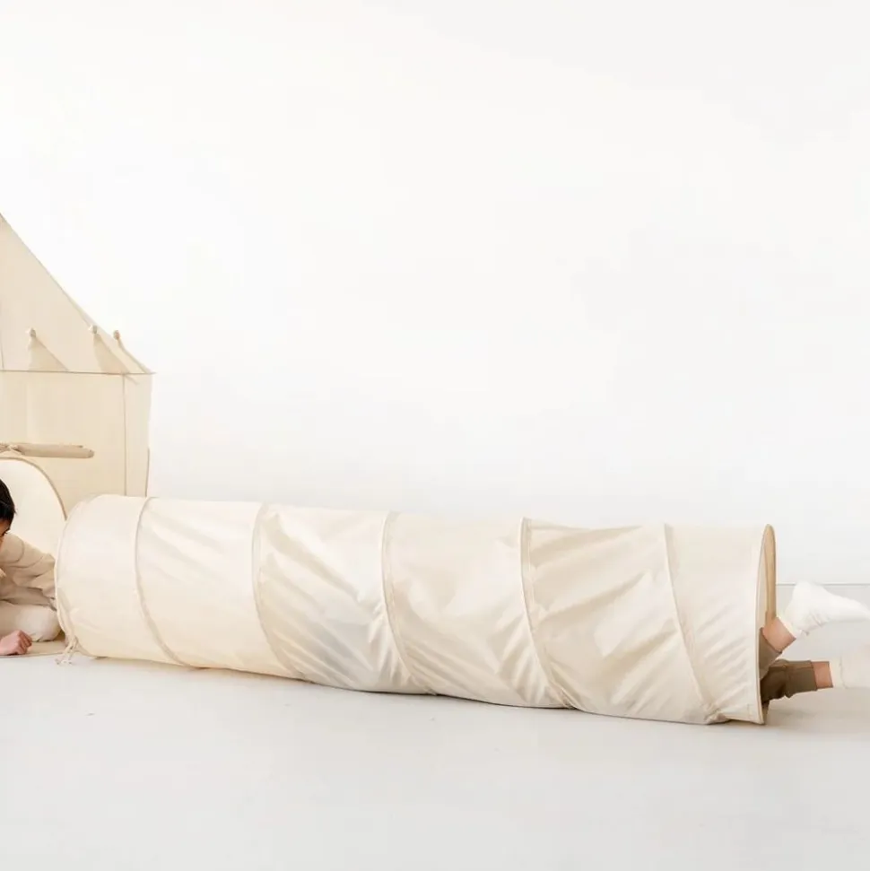Tunnel de jeu en tissu recyclé beige