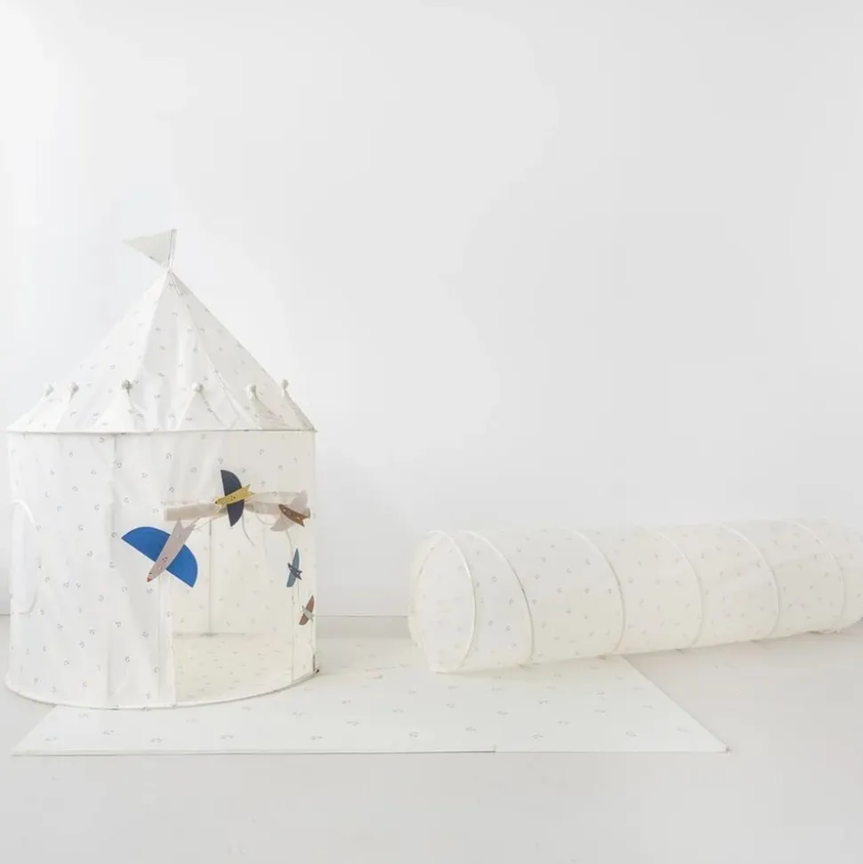 Tunnel de jeu en tissu recyclé myrtilles ivoire