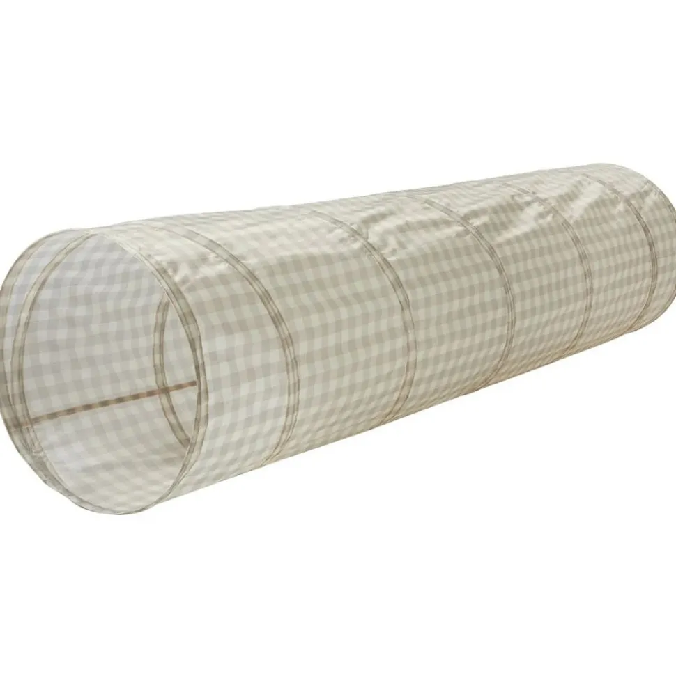 Tunnel de jeu en tissu recyclé vichi beige