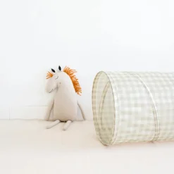 Tunnel de jeu en tissu recyclé vichi beige