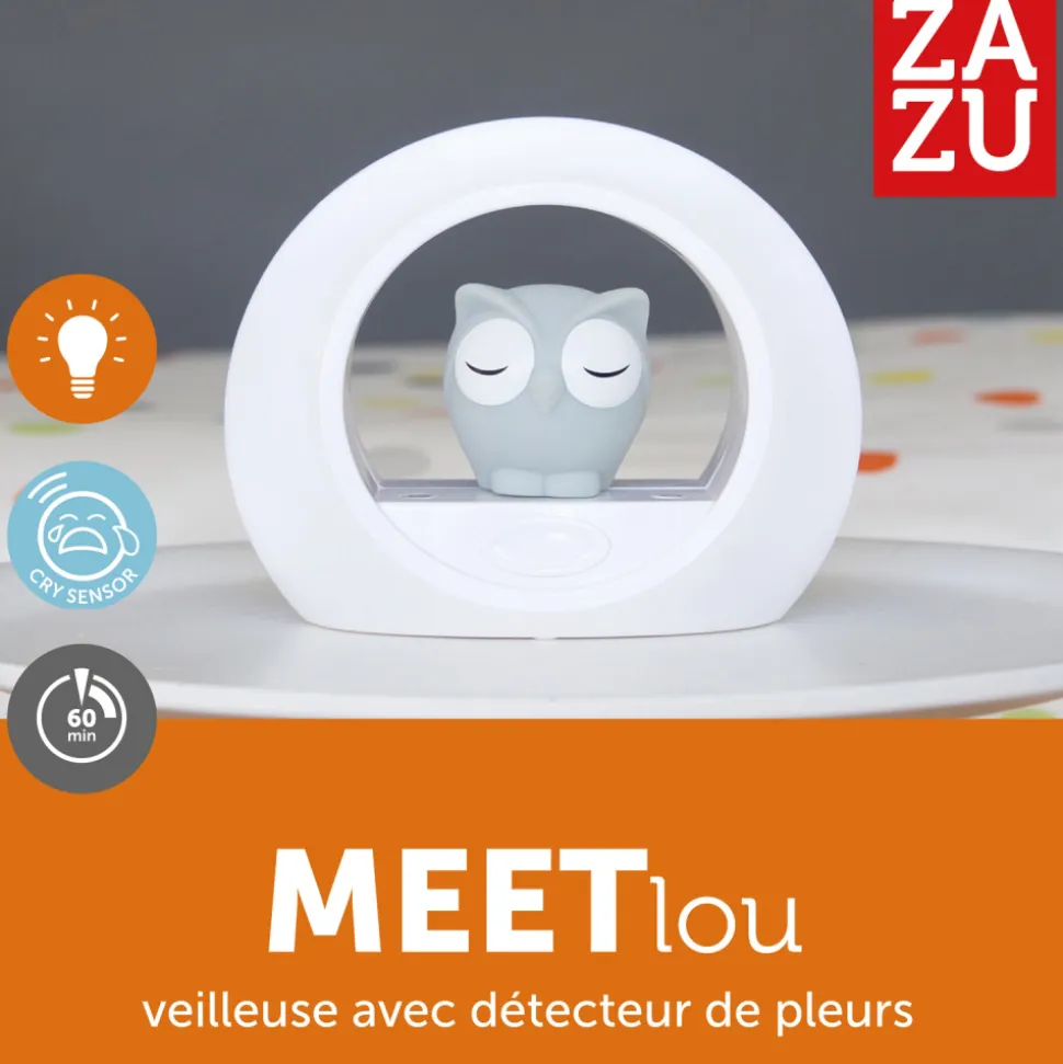 Veilleuse bébé lou le hibou gris