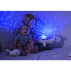Veilleuse bébé projection plafond musicale famille baleine tranquille blanche