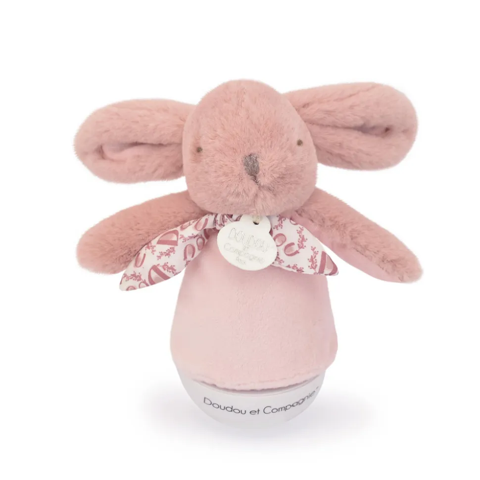 Veilleuse musicale culbuto lapin doudou rose