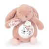 Veilleuse musicale projection d'étoiles lapin doudou rose