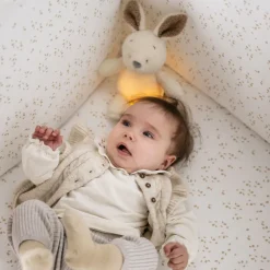 Veilleuse sleepy peluche lapin bouclette ecru