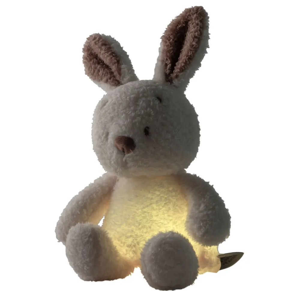 Veilleuse sleepy peluche lapin bouclette ecru